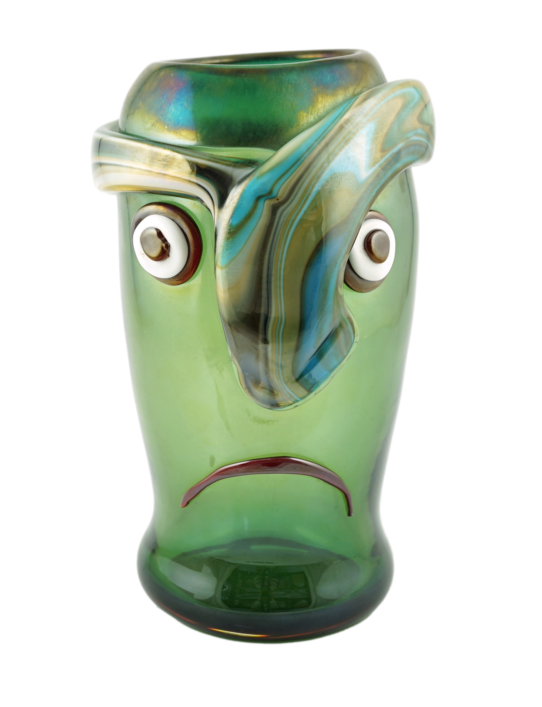 Oscar Zanetti (1961-), a Murano green ground glass Cubist style head of a man